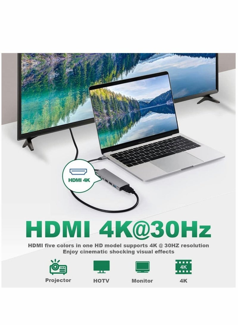 Captaintech USB C Hub Adapter Multiport 9 in 1 Docking Station to HDMI with 3 Port Audio TF/SD Card Reader 100W PD Charger USB-C Compatible for MacBook Laptops Type Devices - Image 4