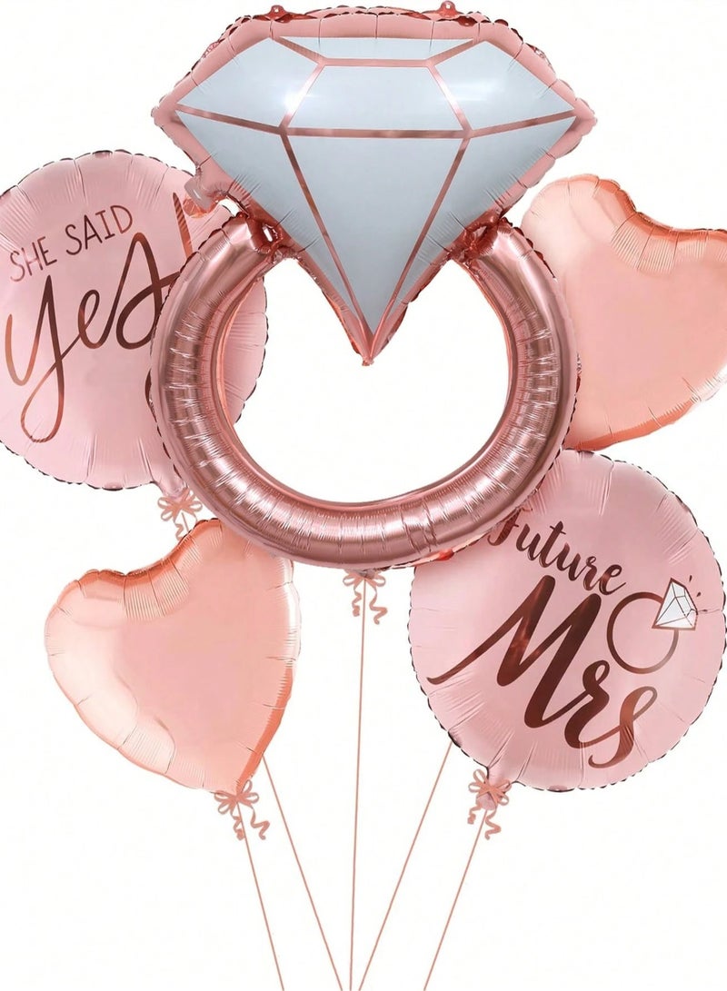 Bachelorette Party Decorations 5-piece pink balloon set with different designs for bachelorette parties, engagement parties, and wedding day - Image 1