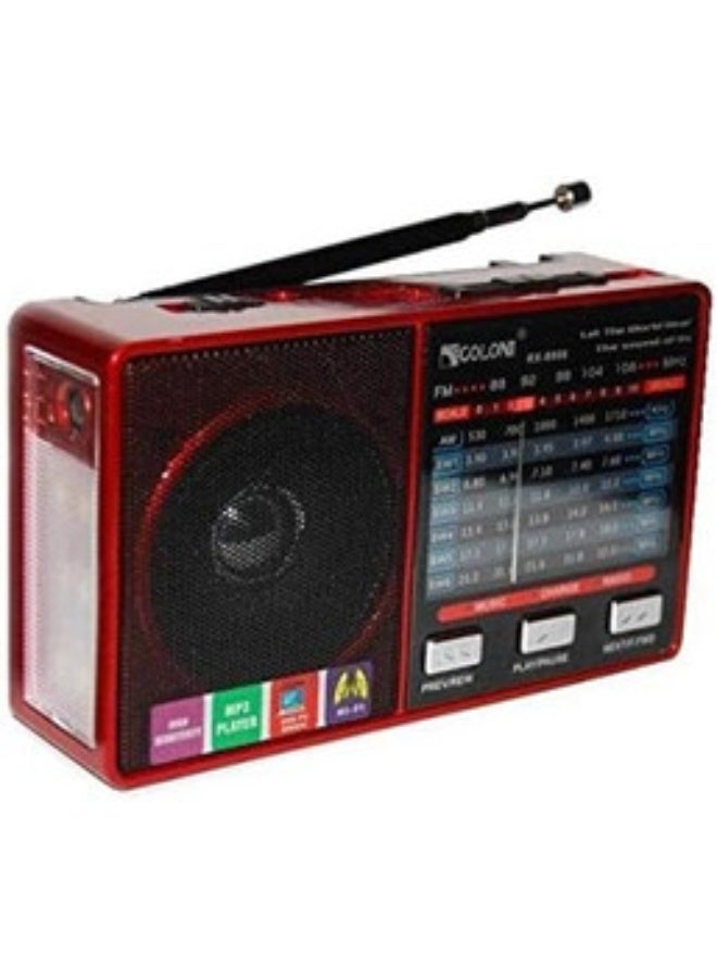 Golon Portable FM AM SW 8 Bands Radio Bluetooth Speaker Rechargeable Battery Vintage Design Red RX-8866BT - Image 1