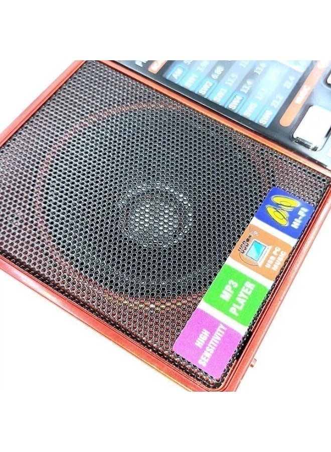Golon Portable FM AM SW 8 Bands Radio Bluetooth Speaker Rechargeable Battery Vintage Design Red RX-8866BT - Image 3