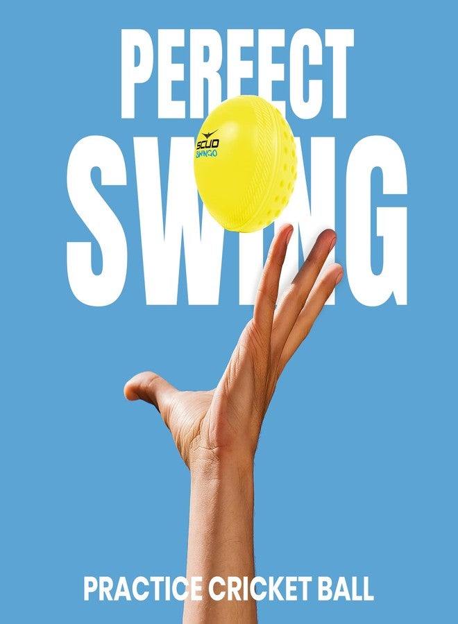SCUD Swingo Wind Ball for Cricket, Specially Designed for Swing, Dual-Surface Half-Dimple & Half-Smooth Design, PVC | 72.39mm Diameter,105g (Pack of 6pc Balls, Neon Yellow) - Image 3