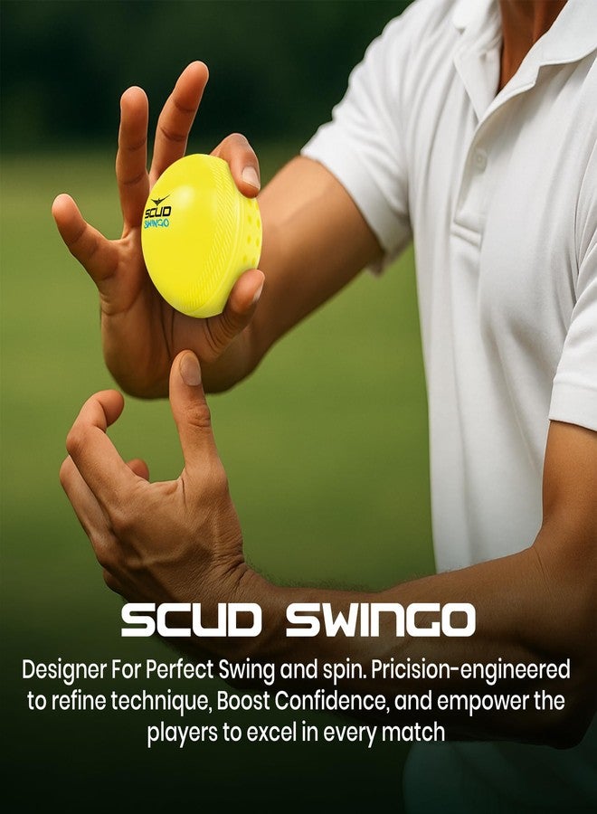 SCUD Swingo Wind Ball for Cricket, Specially Designed for Swing, Dual-Surface Half-Dimple & Half-Smooth Design, PVC | 72.39mm Diameter,105g (Pack of 6pc Balls, Neon Yellow) - Image 5