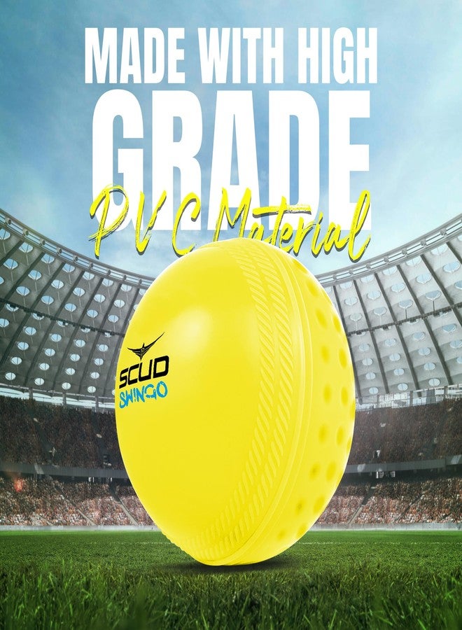 SCUD Swingo Wind Ball for Cricket, Specially Designed for Swing, Dual-Surface Half-Dimple & Half-Smooth Design, PVC | 72.39mm Diameter,105g (Pack of 6pc Balls, Neon Yellow) - Image 2