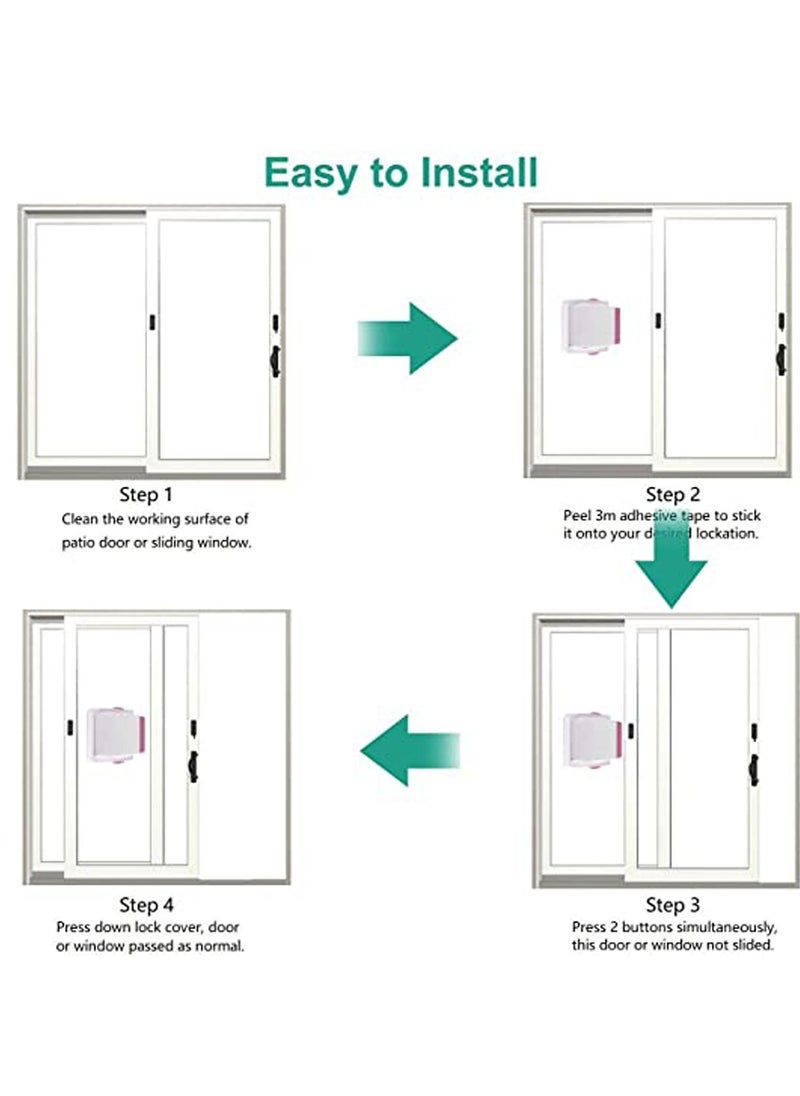 KASTWAVE - Sliding Glass Door Child Lock, 2 Pack Child Safety Lock Lock Childproofing Door Knob Lock Easy to Install and Use 3M VHB Adhesive no Tools Need or Drill Easy to Remove for Sliding Window Pink - Image 1