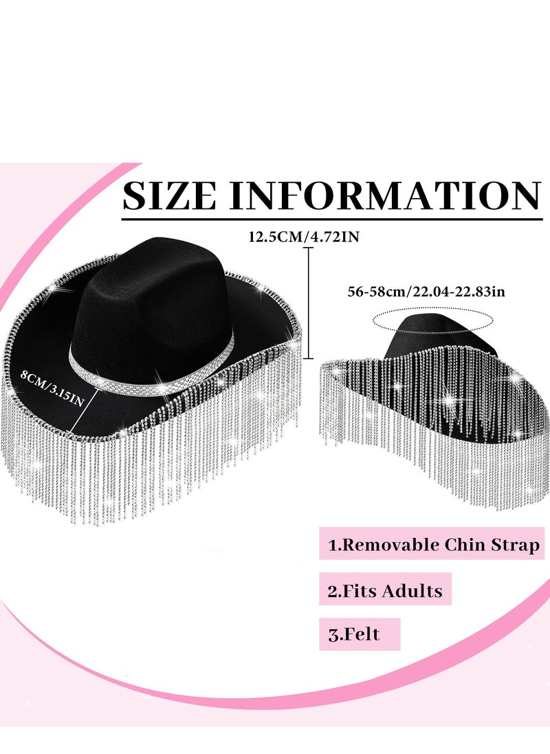 Excefore Rhinestone Cowgirl Hat Bling Diamond Fringe Cowboy Western Glitter for Men Women Cosplay Party Costume  - Image 4