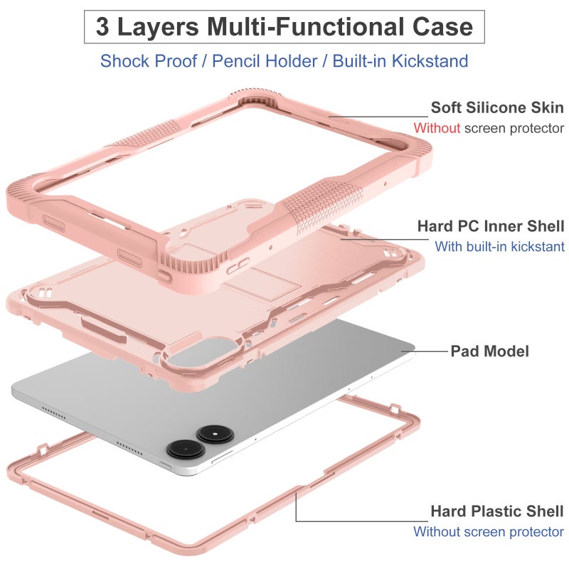 إيروريكس جراب تابلت هجين مقاوم للصدمات من السيليكون مع حامل لجهاز شاومي ريدمي باد برو 12.1 (ذهبي وردي) - Image 3