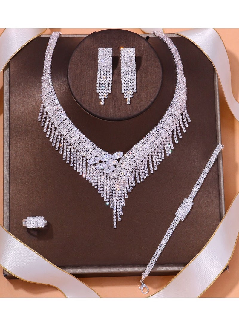 Mark Fairwhale Micro Inlaid Zircon Tassel Necklace Four Piece Set - Image 1