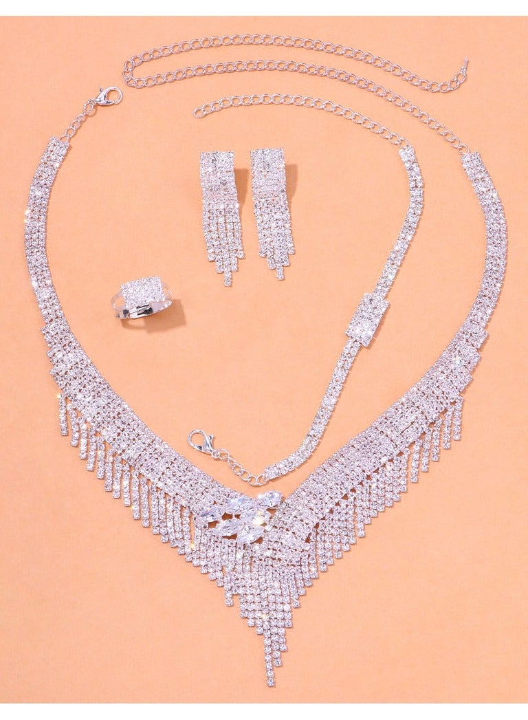 Mark Fairwhale Micro Inlaid Zircon Tassel Necklace Four Piece Set - Image 2
