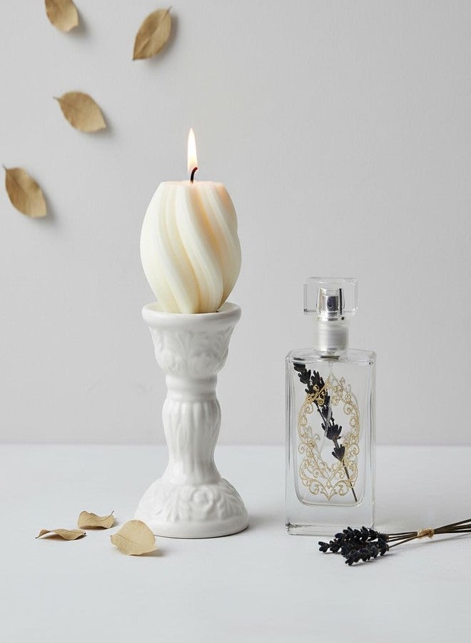 SRCVYLT Spiral Candle White Single Scented Soy Wax Pillar Candles, 3.5 Inches Height Swirl Pillar Candle for Housewarming Gift Home Room Shelf Decor Idea (Small) - Image 4