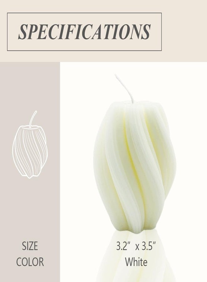 SRCVYLT Spiral Candle White Single Scented Soy Wax Pillar Candles, 3.5 Inches Height Swirl Pillar Candle for Housewarming Gift Home Room Shelf Decor Idea (Small) - Image 2