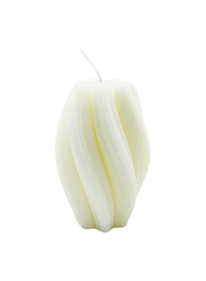 SRCVYLT Spiral Candle White Single Scented Soy Wax Pillar Candles, 3.5 Inches Height Swirl Pillar Candle for Housewarming Gift Home Room Shelf Decor Idea (Small) - Image 1