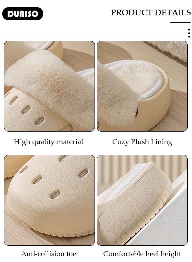 DUNISO House Slippers for Men and Women,Washable Lined Clogs, Fashion Warm Shoes with Thick Sole, Comfortable Home Fuzzy Slippers, Lightweight Non Slip House Shoes For Cozy Indoor Outdoor  - Image 2