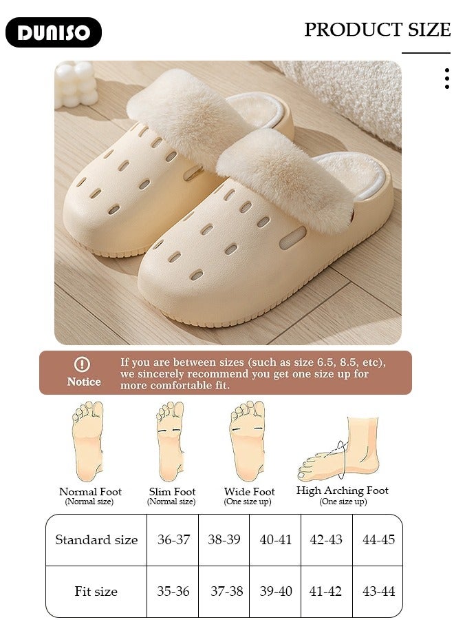 DUNISO House Slippers for Men and Women,Washable Lined Clogs, Fashion Warm Shoes with Thick Sole, Comfortable Home Fuzzy Slippers, Lightweight Non Slip House Shoes For Cozy Indoor Outdoor  - Image 4