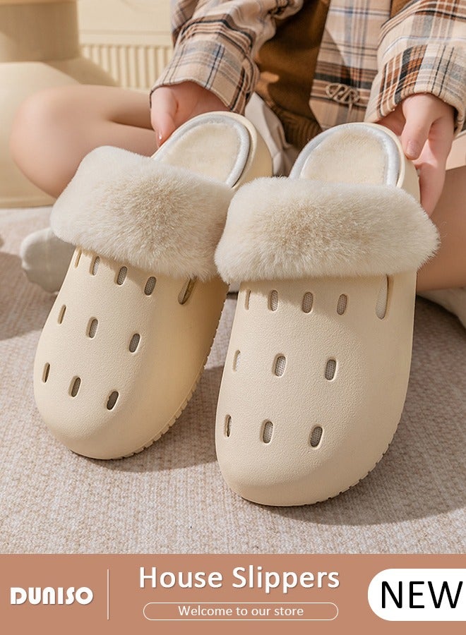 DUNISO House Slippers for Men and Women,Washable Lined Clogs, Fashion Warm Shoes with Thick Sole, Comfortable Home Fuzzy Slippers, Lightweight Non Slip House Shoes For Cozy Indoor Outdoor  - Image 1