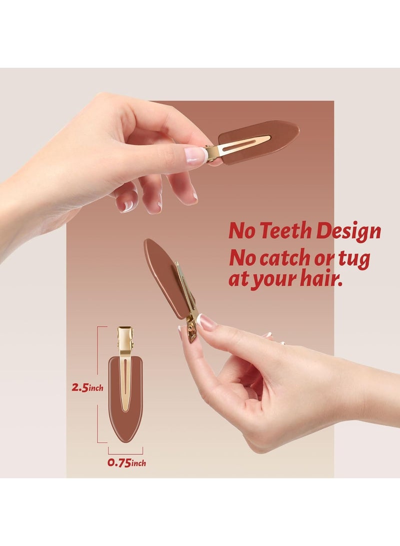 Goolsky 8 قطع مشابك شعر بدون انحناء مشابك مكياج بدون تجاعيد مشابك دك بيل بدون انطباع مشابك مسطحة خالية من التجاعيد مشابك شعر تمساح لصالون تصفيف الشعر للنساء والفتيات ملحقات المكياج (قهوة سوداء) - Image 3