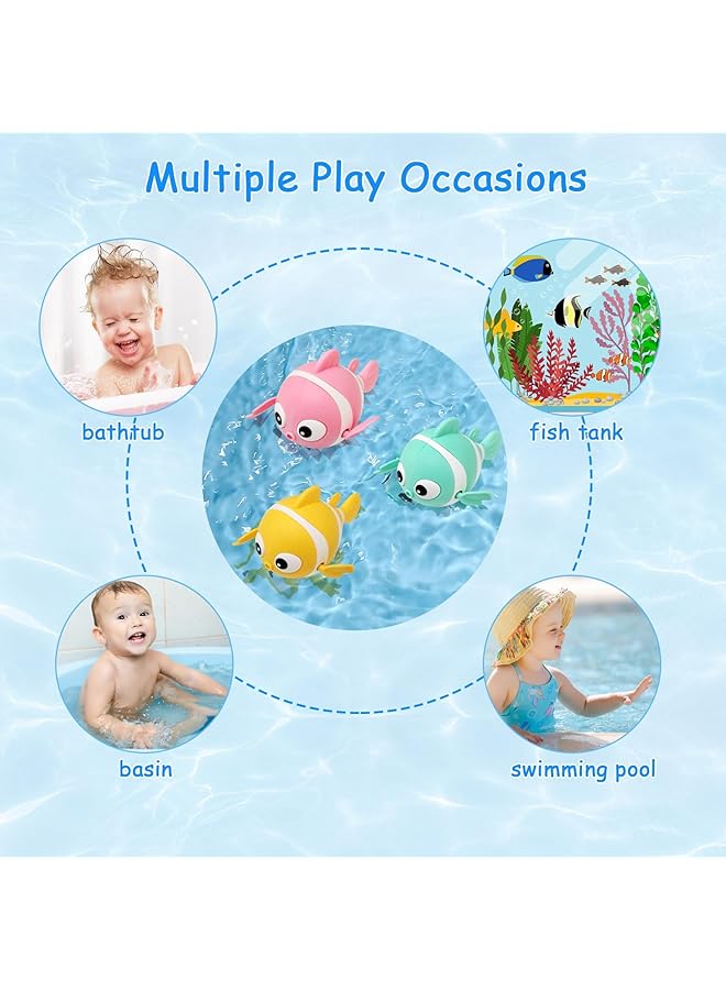 Excefore Baby Bath Toys Wind Up Paddling Pool Toys For 1 3 Year Olds Floating Swimming Clownfish Clockwork Water Toys Game For Kids Toddler Girls And Boys Bath Time Shower Gifts - Image 2