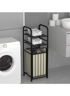 YIJIA HOME GOODS Multifunctional Dirty Clothes Basket Bag Portable Washing Laundry Basket Storage Rack, Black  - Image 2