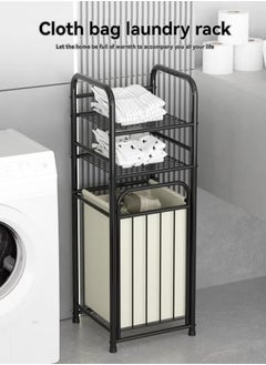 YIJIA HOME GOODS Multifunctional Dirty Clothes Basket Bag Portable Washing Laundry Basket Storage Rack, Black  - Image 3