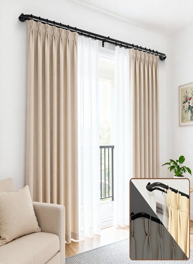 Abiglifty Double Curtain Rods, Wrap Around Curtain Rods, Extendable Double Curtain Rods for Windows, Room Darkening Double Drapery Rod, Black (28-120") - Image 3