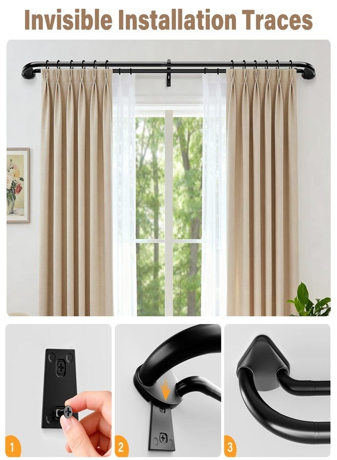 Abiglifty Double Curtain Rods, Wrap Around Curtain Rods, Extendable Double Curtain Rods for Windows, Room Darkening Double Drapery Rod, Black (28-120") - Image 5