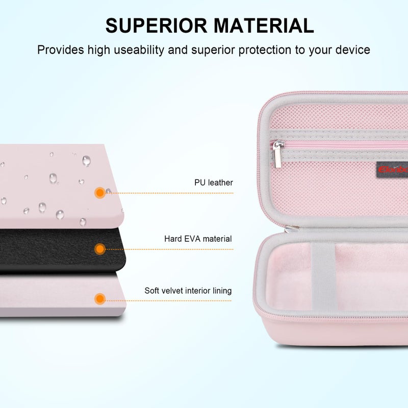 Elonbo Camera Carrying Case Compatible with Fujifilm Instax Mini EVO Instant Camera, Camera Lens cover Photo Printer Travel Protective Storage Holder,Mesh Pocket Fits Film Charger,Pink+Inside Pink - Image 5