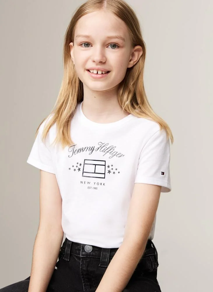 تومي هيلفيغر Youth Logo Crew Neck T-Shirt