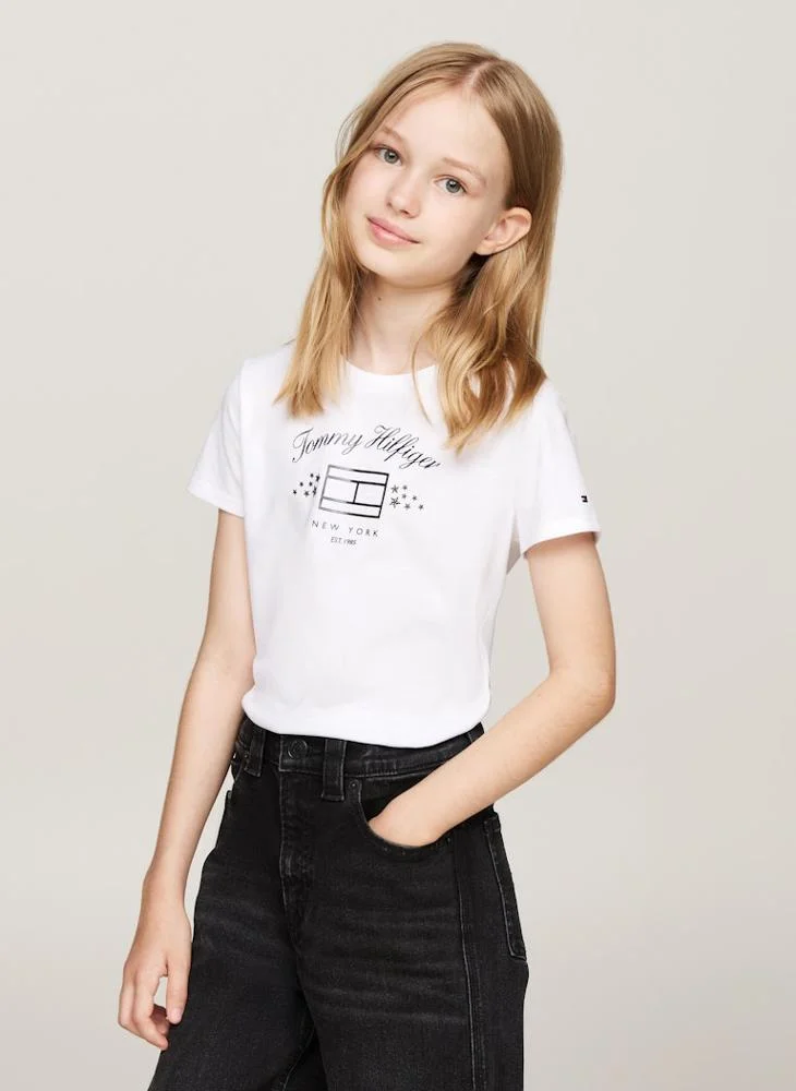 TOMMY HILFIGER Youth Logo Crew Neck T-Shirt