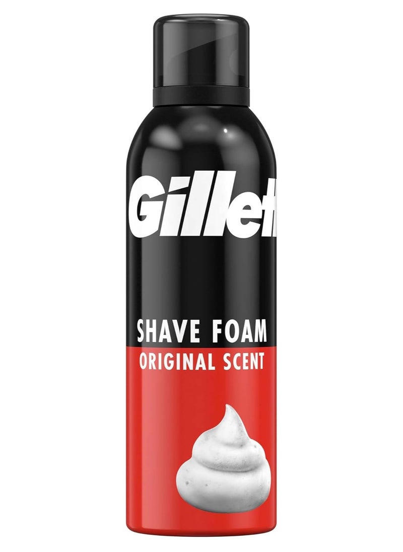 Gillette Gillette Shaving Foam for Men – Original Scent – Rich Lather & Smooth Glide – 200ml  - Image 1