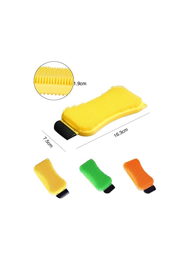PROMASS Kitchen Silicone Sponge Dish Washing - Dolike 3-in-1 Reusable Cleaning Sponges for Dishes and Scrubbers with Scraper, Dish Sponges for Cleaning Scrub (3 Pack) - Image 5