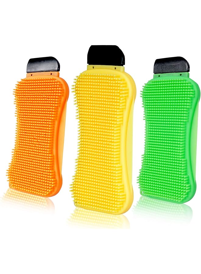 PROMASS Kitchen Silicone Sponge Dish Washing - Dolike 3-in-1 Reusable Cleaning Sponges for Dishes and Scrubbers with Scraper, Dish Sponges for Cleaning Scrub (3 Pack) - Image 1