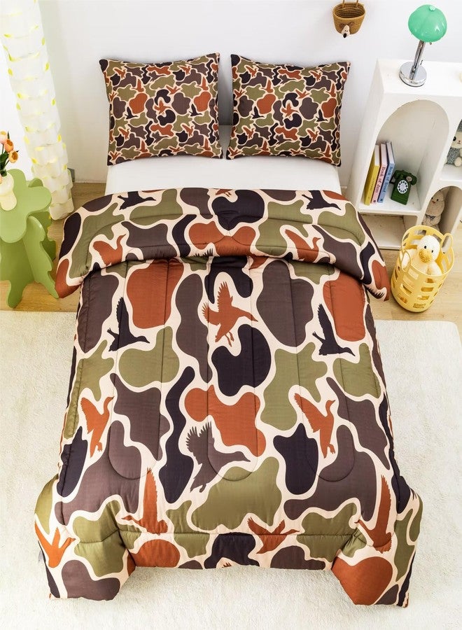 CKOU CCOO Duck Camo Bedding Set Full Size for Boys,Green Camouflage Comforter Set,Duck Hunting Bed Sets,Camo Bedroom Decor for Teens Kids - Image 3