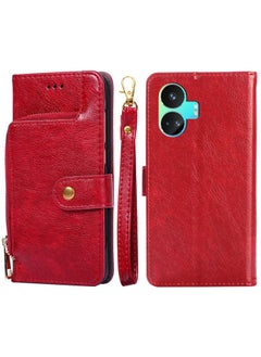 HuHa Case Cover For Realme GT Neo5 SE Zipper Bag Leather Phone Case Red 