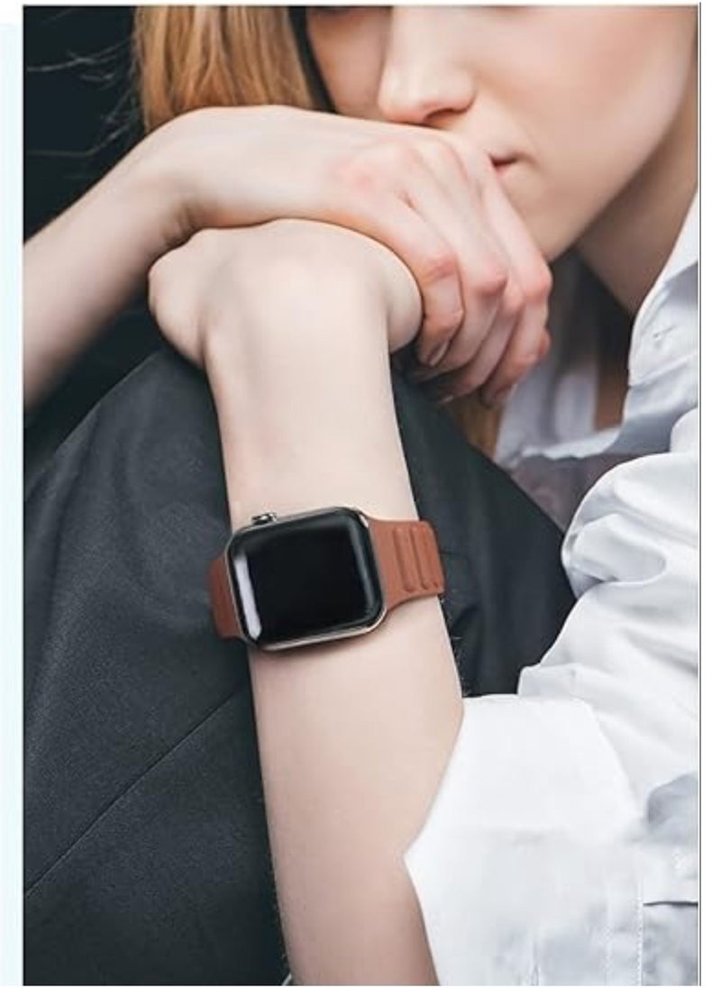 ELTRAZONE Compatible with Apple Watch Band 45mm,Genuine Leather Watch Strap Replacement for Apple Watch Series 7/ - Image 4