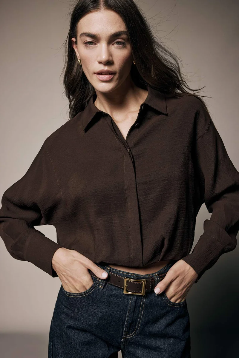 ديفاكتو Shirt Collar Modal Long Sleeve Shirt