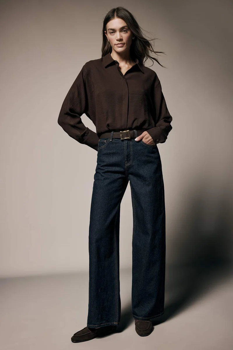 ديفاكتو Shirt Collar Modal Long Sleeve Shirt