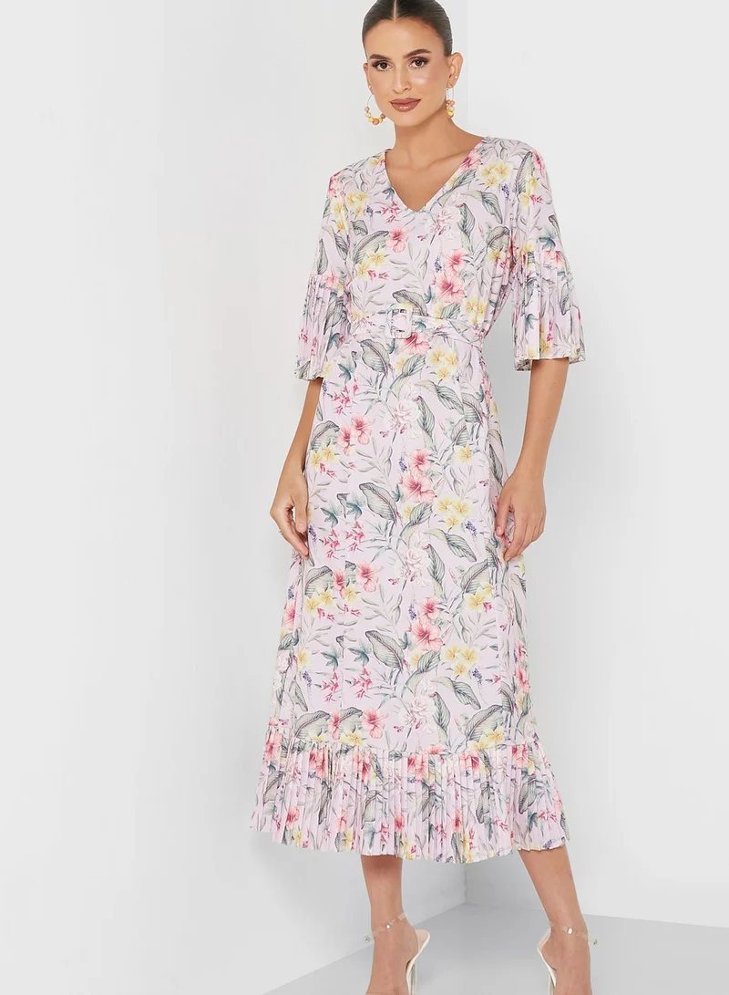 Raishma Tie Detail Printed Dress
