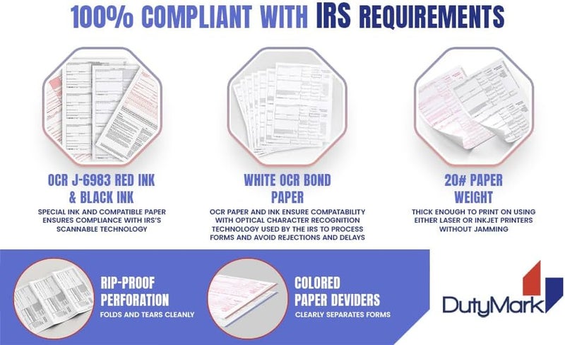 Dutymark 1096 Transmittal Tax Forms 2025, 25 Pack of 1096 Summary Laser Tax Forms, Compatible with QuickBooks and Accounting Software, Use for 1099 NEC, MISC, INT, and Other 1099 Forms - Image 5