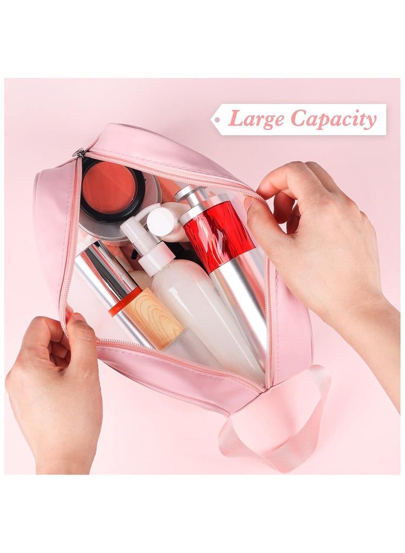 BLOOMING TIME Pack of 4 Travel Cosmetic Bags for Women – Upgraded Waterproof, Translucent Toiletry & Makeup Bag Set with Handle, Multiple Sizes, Large Capacity (Pink) - Image 4