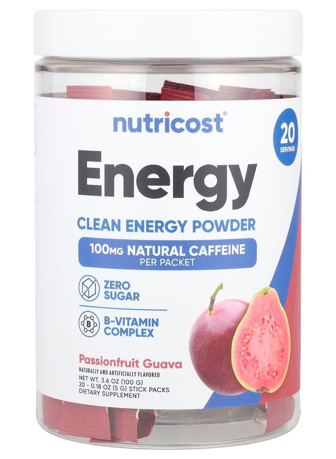Energy Clean Energy Powder Passionfruit Guava 20 Stick Packs 0.18 oz (5 g) Each