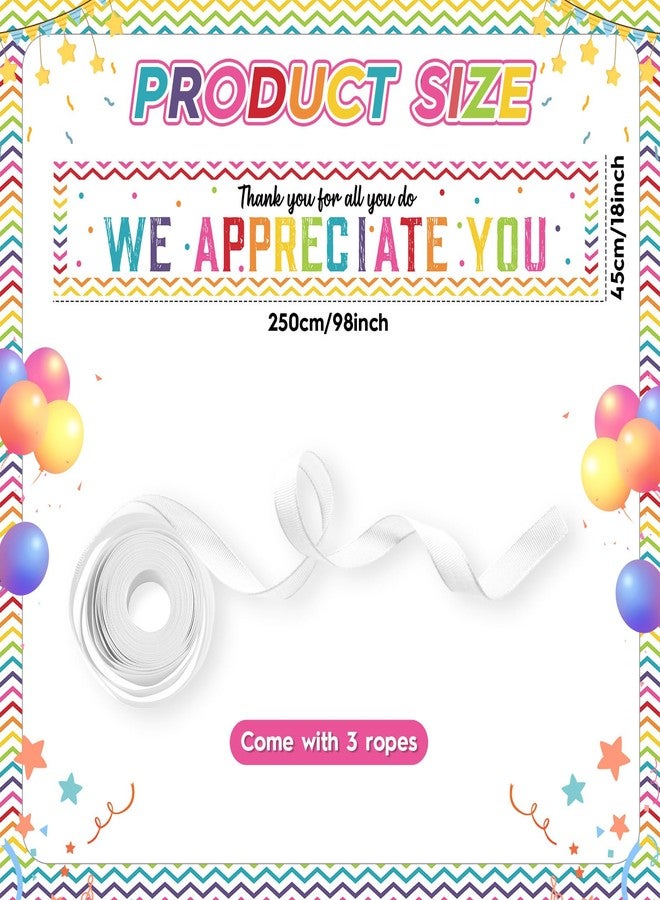 CHUNNIN 3Pcs Colorful We Appreciate You Porch Sign Banner Thank You Party Decorations for Employee Appreciation Hanging Backdrop Work Anniversary Photo Booth Prop for Party Supplies Staff Teacher - Image 2