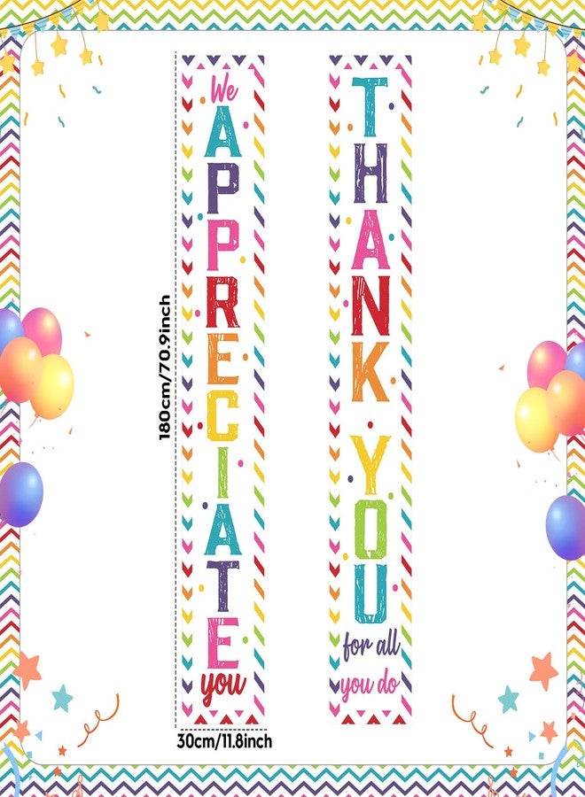 CHUNNIN 3Pcs Colorful We Appreciate You Porch Sign Banner Thank You Party Decorations for Employee Appreciation Hanging Backdrop Work Anniversary Photo Booth Prop for Party Supplies Staff Teacher - Image 3