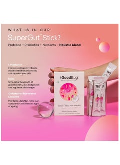 The Good Bug Good To Glow SuperGut Stick 5 Billion CFU of Clinically Proven Strains Pre+Probiotic+Nutrients | Helps Promote Radiant Skin Healthier Skin, Hair & Nails For Women - 3gx15 sticks  - Image 5