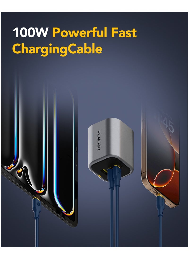 Remson Power Xtreme 100W USB-C to USB-C Silicone Charging Cable | Soft, Tangle-Free 1.2m Cord for iPhone 16 Pro Max, MacBook Air, iPad Pro, Galaxy S25/S24/S23, Pixel, GoPro, Switch - Image 3