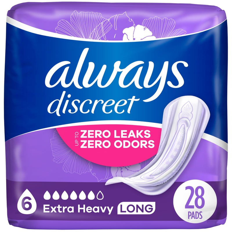Always Discreet for Bladder Leaks, Ultimate Overnight, Long Length, 28 Pads (Packaging May Vary) - Image 1