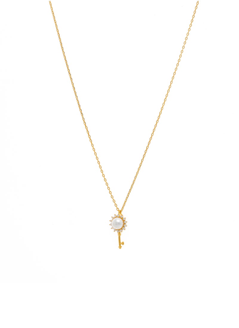Season - A key pendant necklace decorated with pearl - Image 1