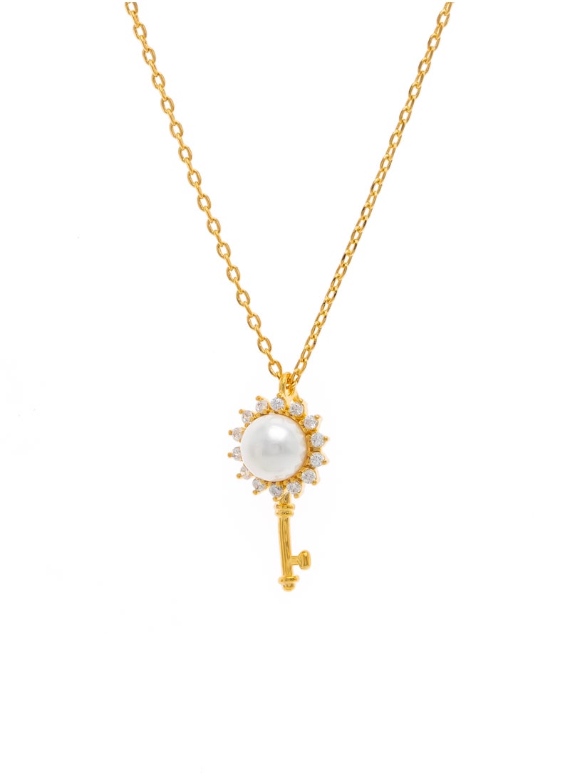 Season - A key pendant necklace decorated with pearl - Image 1