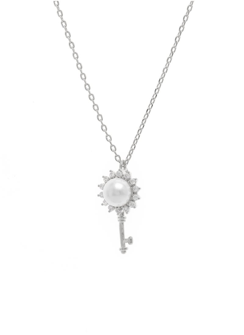 Season - A key pendant necklace decorated with pearl - Image 1