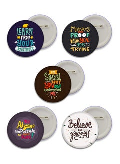 D2c D2C Stainless Steel Safety Pin Printed Positive Mind, Good Vibes & Motivational Quotes Design Glossy Finished Button Badges | Pack of 5 (58 mm)  - Image 1