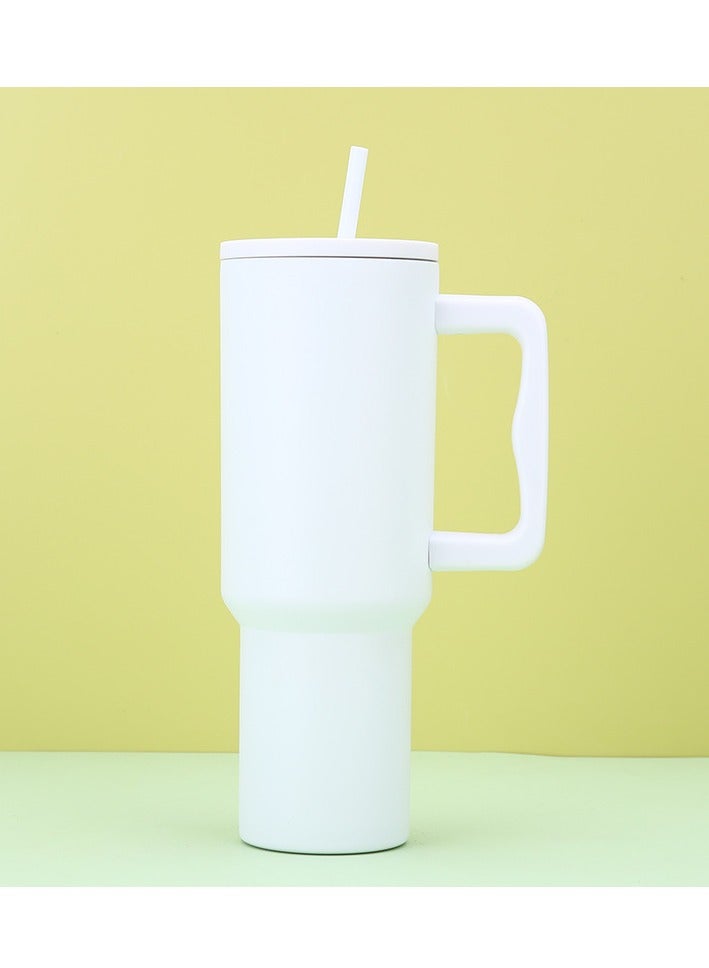 إيفرين كوب بسعة 40 أونصة مع مقبض وغطاء من القش، كوب معزول، زجاجة مياه من الفولاذ المقاوم للصدأ قابلة لإعادة الاستخدام، كوب للسفر، حامل أكواب، هدايا صديقة للنساء، مجموعة رحلتها، طراز بسيط وحديث - Image 1