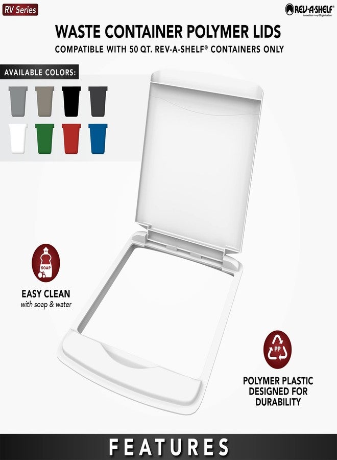 Rev-A-Shelf 50 Qt Under Sink Replacement Plastic Garbage Can Lid for Base Kitchen and Bathroom Cabinet, Silver, RV-50-LID-17-1-40 (2 Pack) - Image 5
